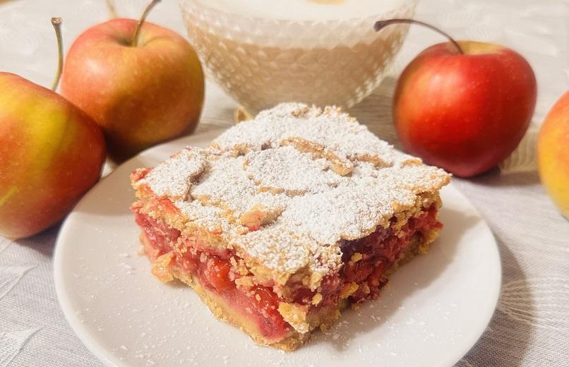 szarlotka malinowa na kruchym spodzie